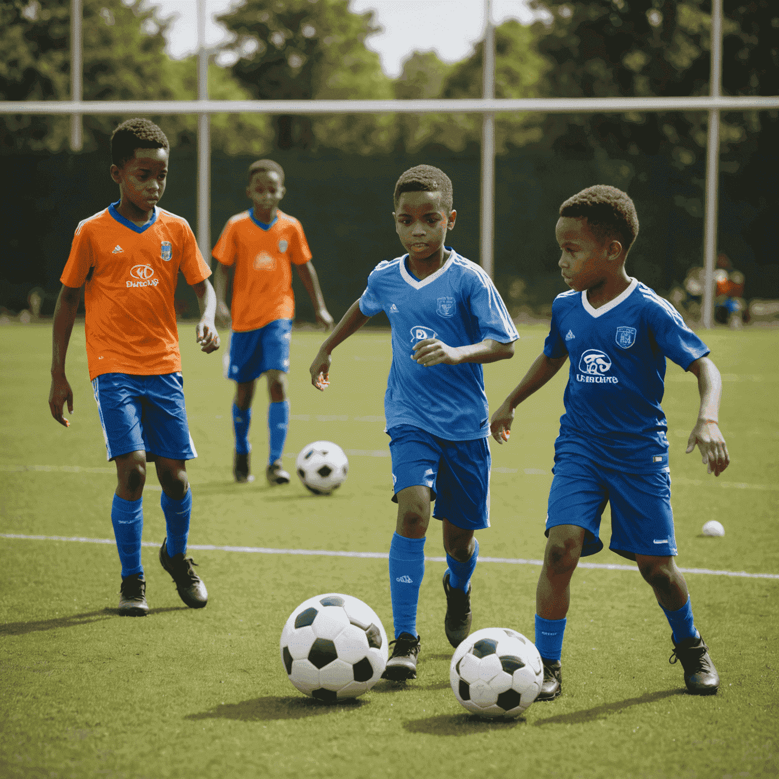 Pincokeysports futbol akademisinde genç oyuncular top tekniği çalışırken